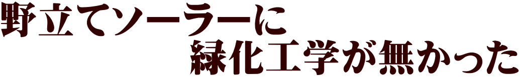 野立てソーラーに 　　　　　緑化工学が無かった