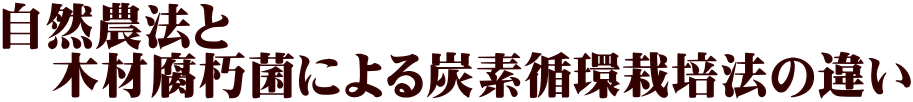 自然農法と 　木材腐朽菌による炭素循環栽培法の違い