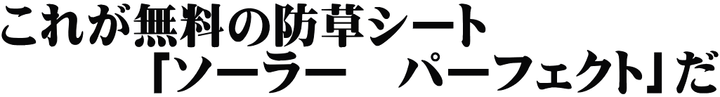 これが無料の防草シート 　　　「ソーラー　パーフェクト」だ