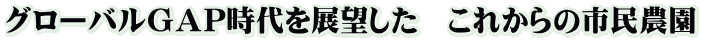 グローバルＧＡＰ時代を展望した　これからの市民農園