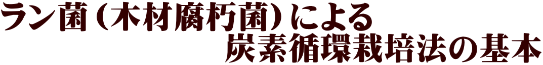 ラン菌(木材腐朽菌)による 炭素循環栽培法の基本