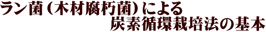 ラン菌（木材腐朽菌）による 　　　　　　　炭素循環栽培法の基本