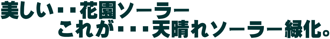 美しい・・花園ソーラー 　　　これが・・・天晴れソーラー緑化。