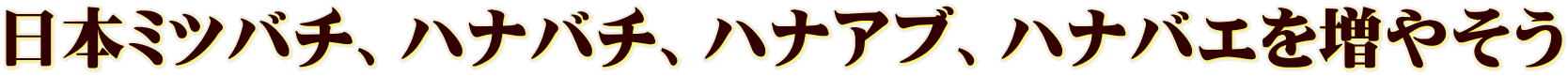 日本ミツバチ、ハナバチ、ハナアブ、ハナバエを増やそう