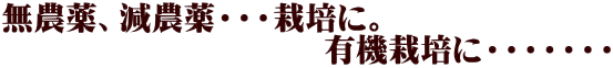 無農薬、減農薬・・・栽培に。 　　　　　　　　　　有機栽培に・・・・・・・