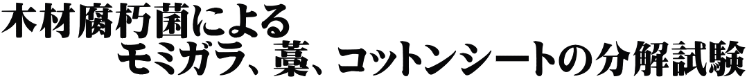 木材腐朽菌による 　　　モミガラ、藁、コットンシートの分解試験