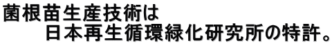 菌根苗生産技術は 　　　日本再生循環緑化研究所の特許。